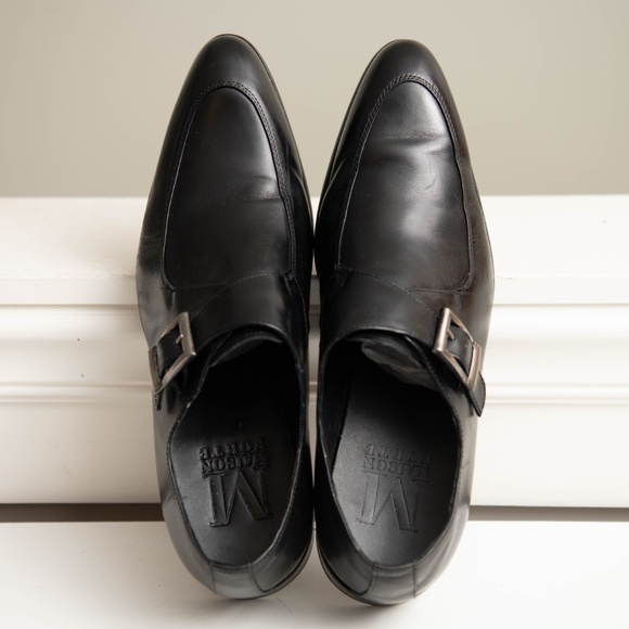 Maison Forte Eli Buckle Strap Dress Shoes Black Leather Mens Sz 13 Pointed Toe - Picture 2 of 7
